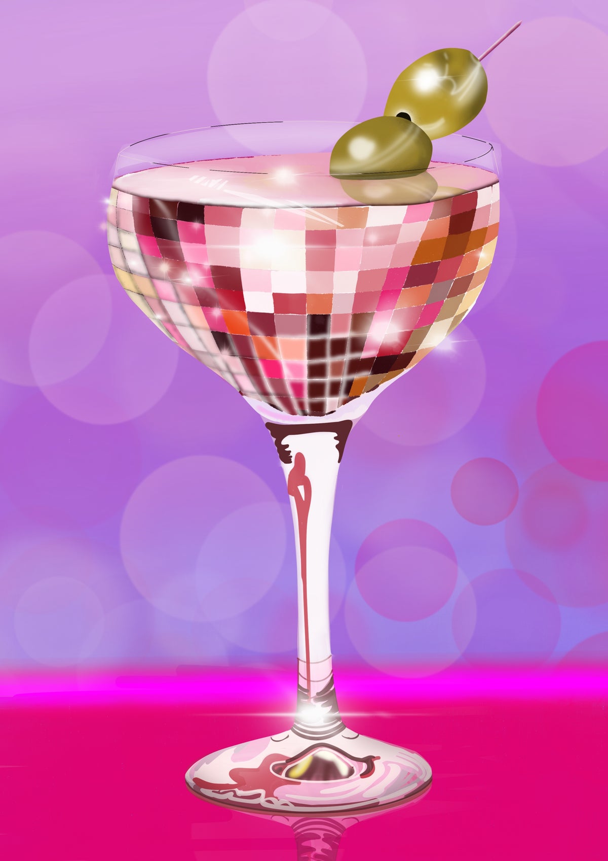 Disco Martini art print close up