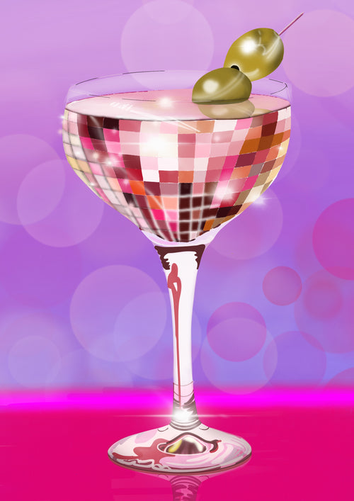 Disco Martini art print close up