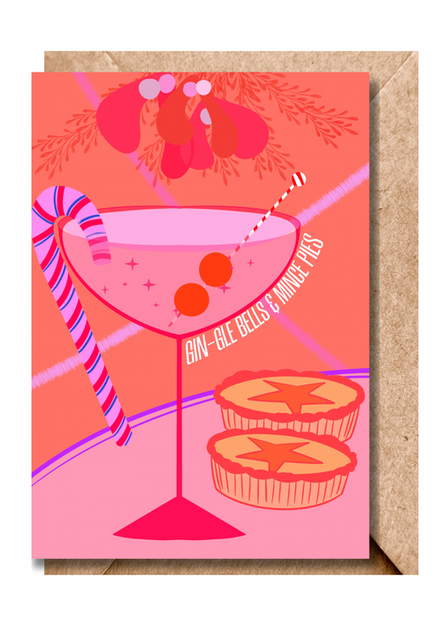 Gin-gle Bells & Mince Pies Christmas Card